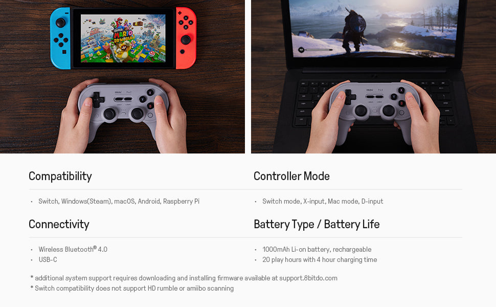 8Bitdo Sn30 Pro 2 Bluetooth Gamepad - for Nintendo Switch, Steam, MacOS, PC, Android & Raspberry PI