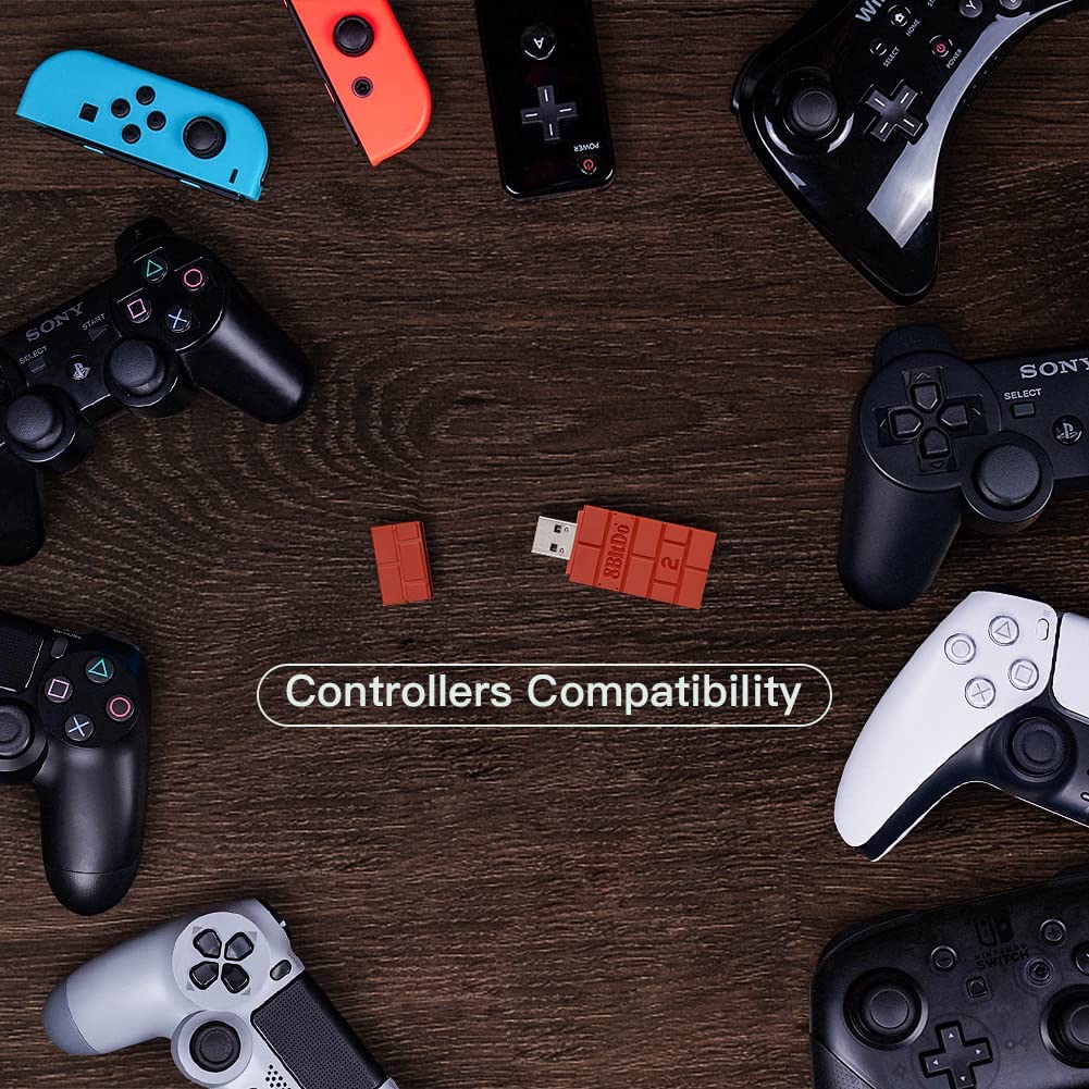 8Bitdo Adapter 2, Wireless Bluetooth USB  for Switch, Windows, macOS, Raspberry Pi, Android TV Box, Retrofreak