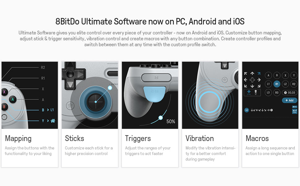 8Bitdo Sn30 Pro 2 Bluetooth Gamepad - for Nintendo Switch, Steam, MacOS, PC, Android & Raspberry PI