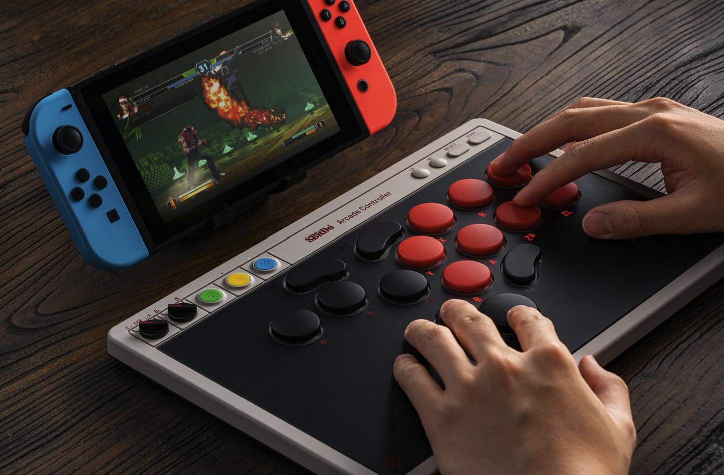 8BitDo All-Button Arcade Controller for Switch/Switch 2 & Windows – Bluetooth, 2.4G, Wired Connectivity, Low-profile
