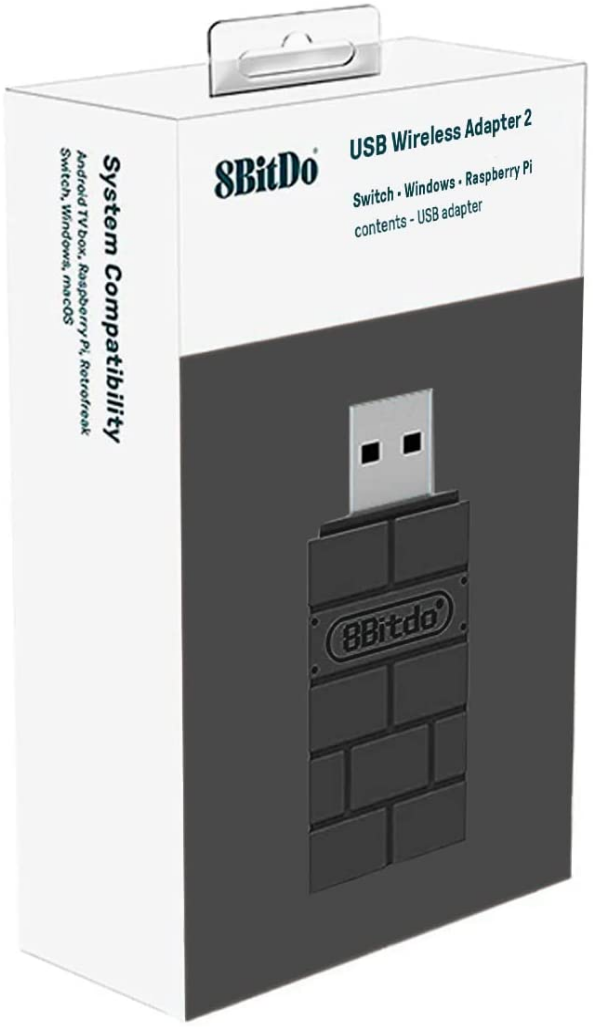 8Bitdo Adapter 2, Wireless Bluetooth USB  for Switch, Windows, macOS, Raspberry Pi, Android TV Box, Retrofreak