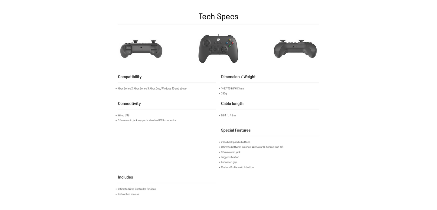 8Bitdo Ultimate Wired Controller for Xbox Series X, Xbox Series S, Xbox One, Windows 10 & Windows 11.Officially licensed