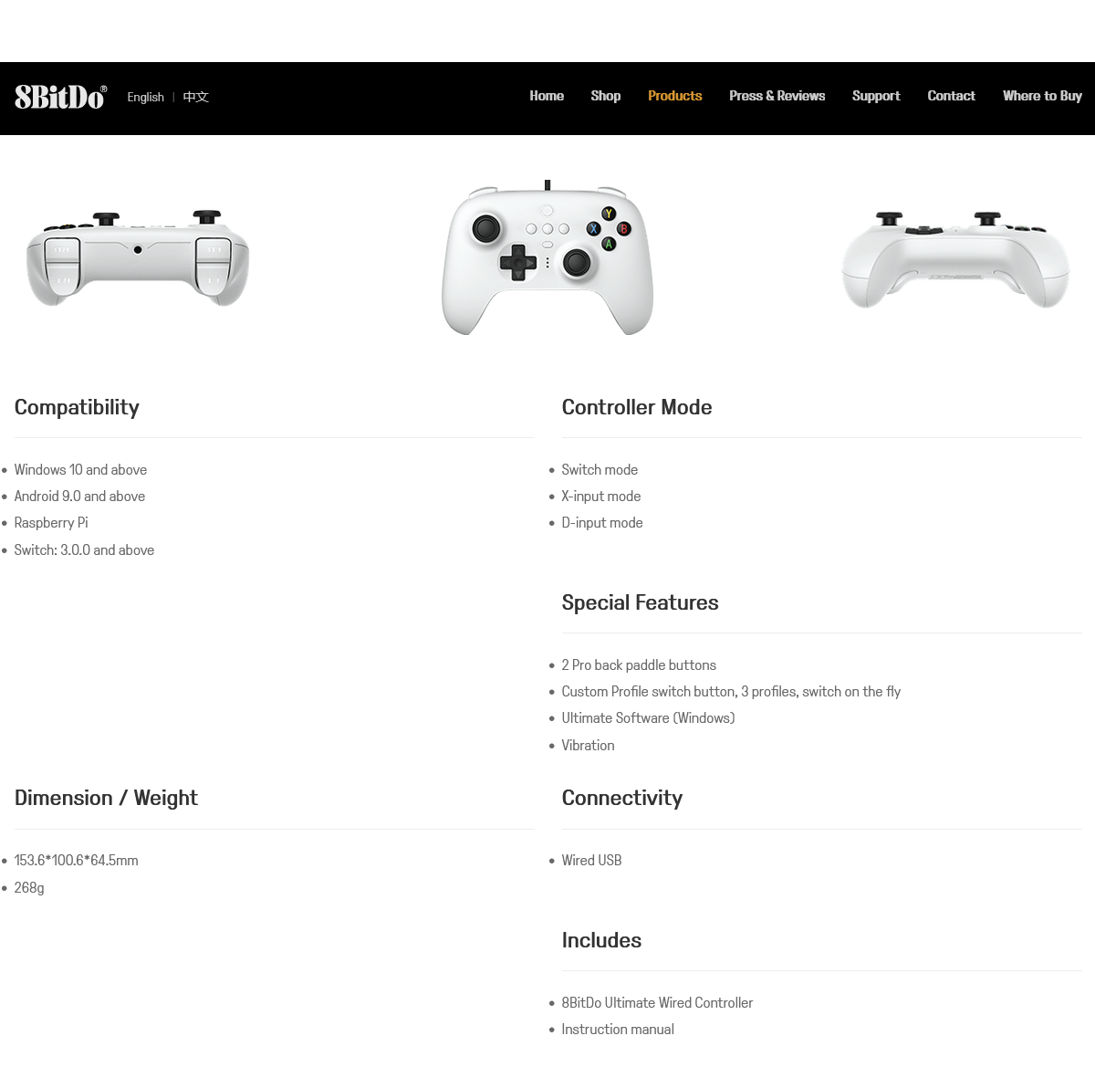 8BitDo Ultimate Wired Controller, USB Wired Controller for PC Windows, Android, Raspberry Pi SteamOS and Switch