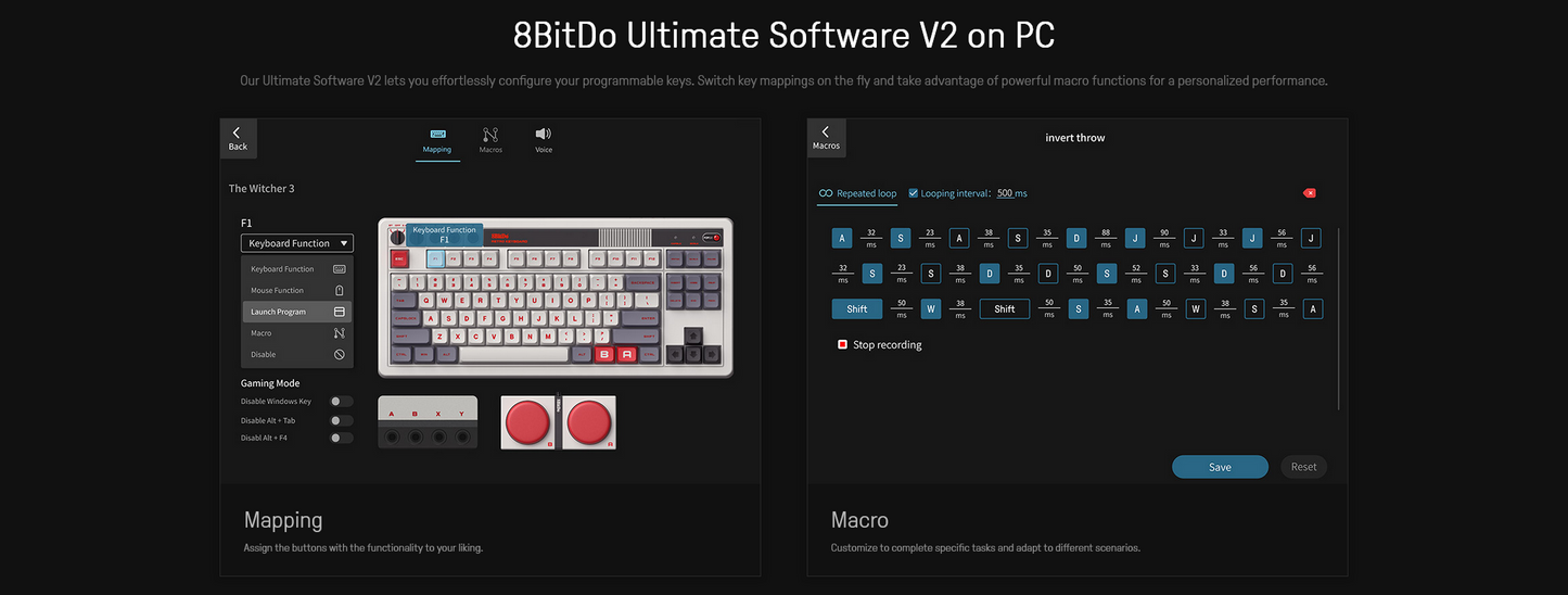 8BitDo Retro Mechanical Keyboard, Bluetooth/2.4G/USB-C Hot Swappable Gaming Keyboard 87 or 108 Keys