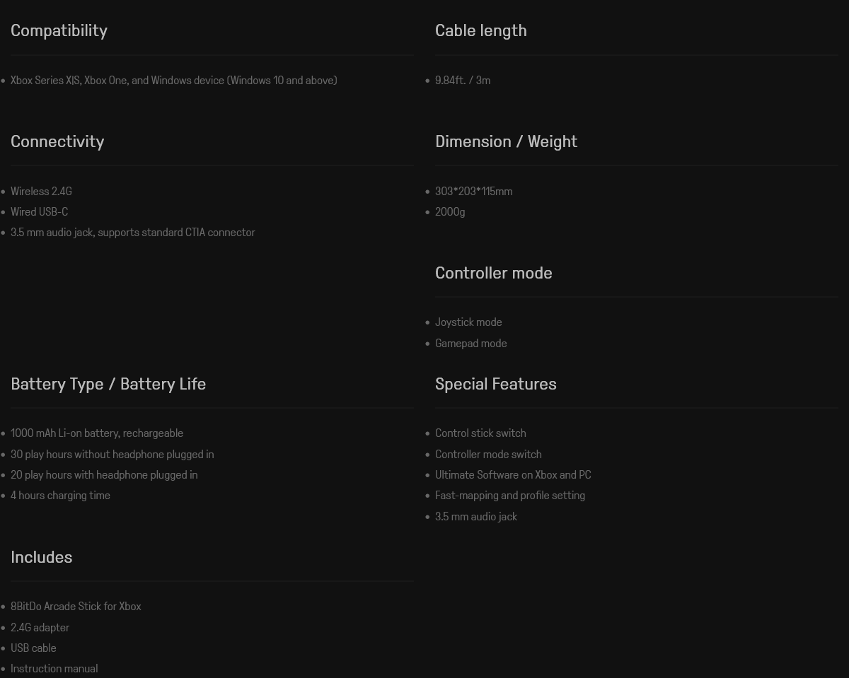 8Bitdo Arcade Stick for Xbox Series X|S, Xbox One and Windows 10, Arcade Fight Stick 3.5mm Audio  Officially Licensed