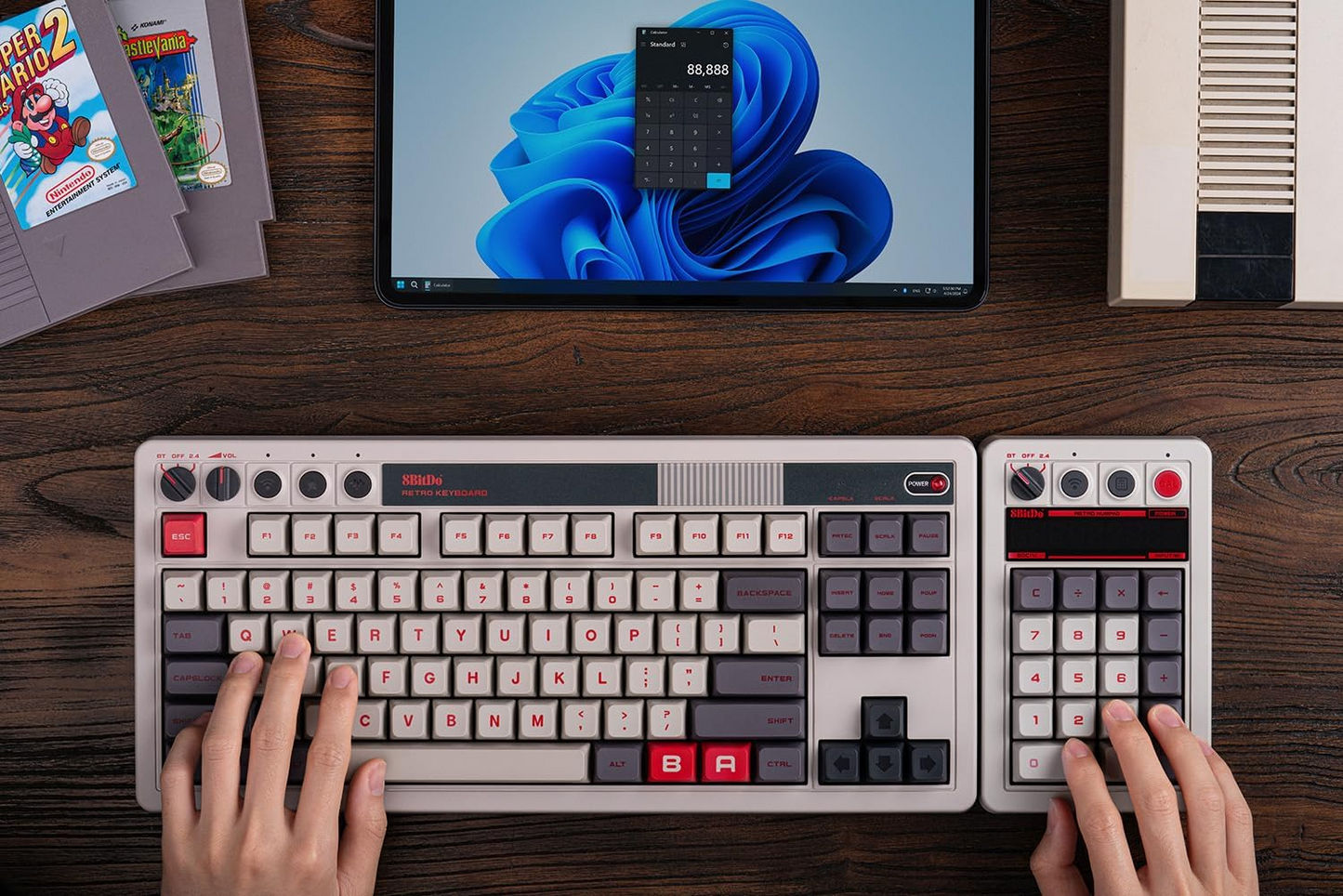 8BitDo Retro 18 Mechanical Numpad, Calculator, Bluetooth/2.4G/Wired Numpad for Windows and Android