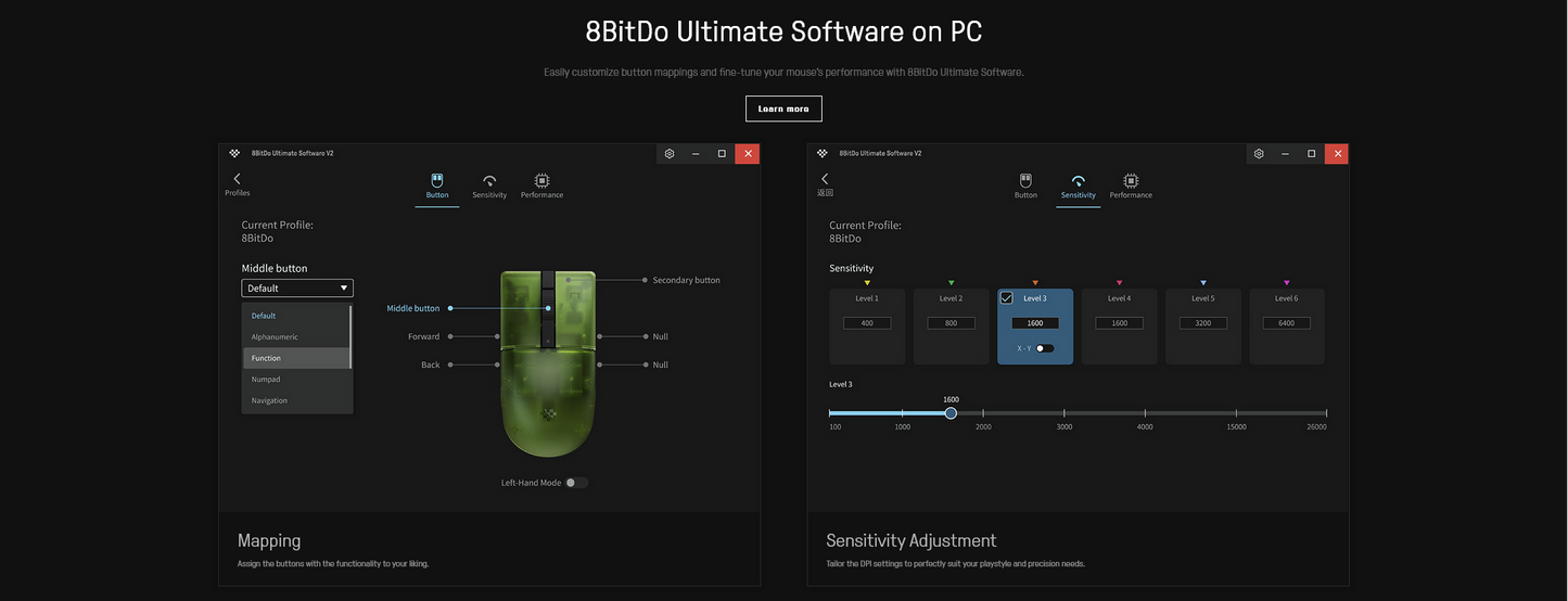 8BitDo Retro R8 Mouse with  DPI 26K, Wireless 4K Polling with Charging Dock