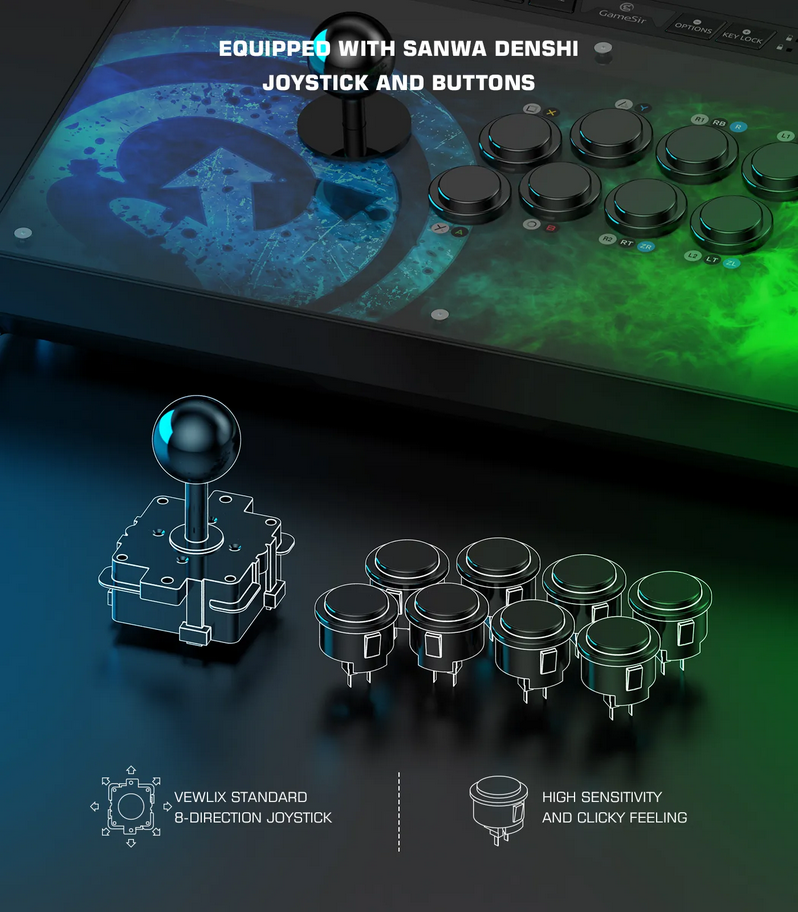 GameSir C2 Arcade Fightstick Fight Stick Joystick for Xbox One, PlayStation 4, Windows PC & Android