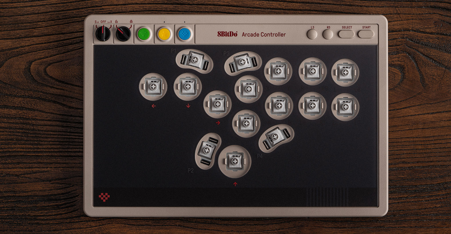 8BitDo All-Button Arcade Controller for Switch/Switch 2 & Windows – Bluetooth, 2.4G, Wired Connectivity, Low-profile